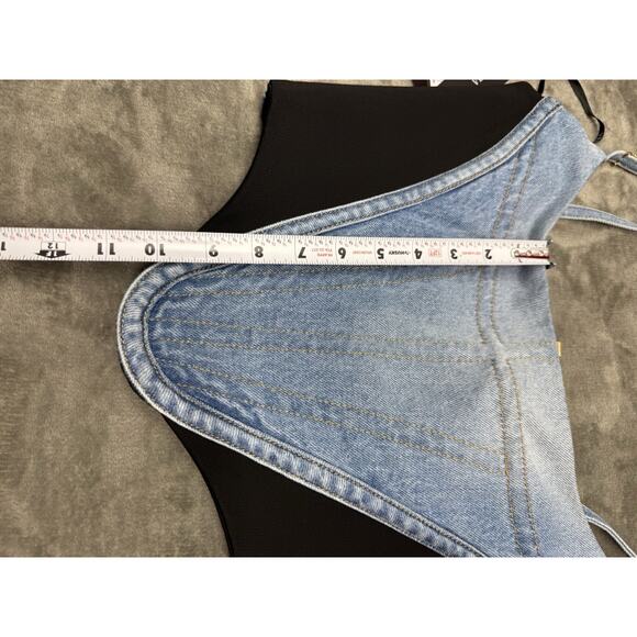 Versace Cropped Denim Jersey Bustier Top Blue Black IT 40 US 4 NWT $1275 - Picture 16 of 16